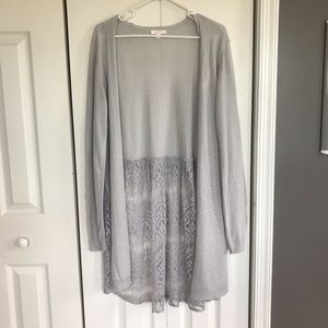LC Lauren Conrad Lace Light Blue Cardigan